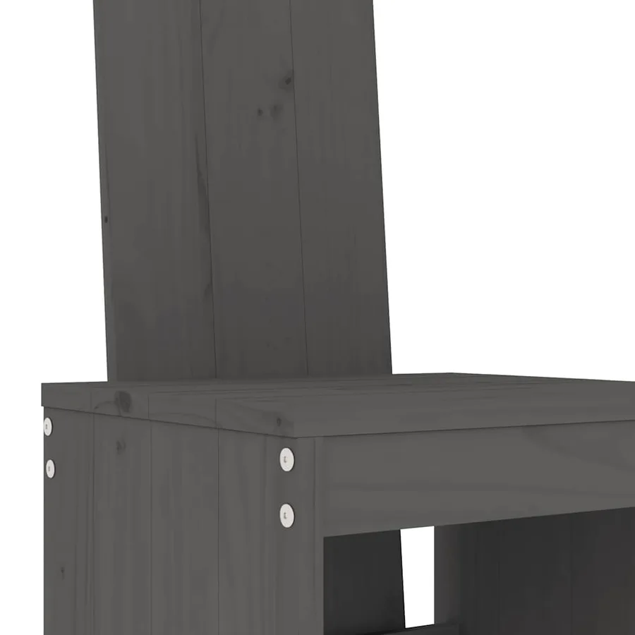 Ensemble de bar de jardin 7 pcs gris bois de pin massif - 5