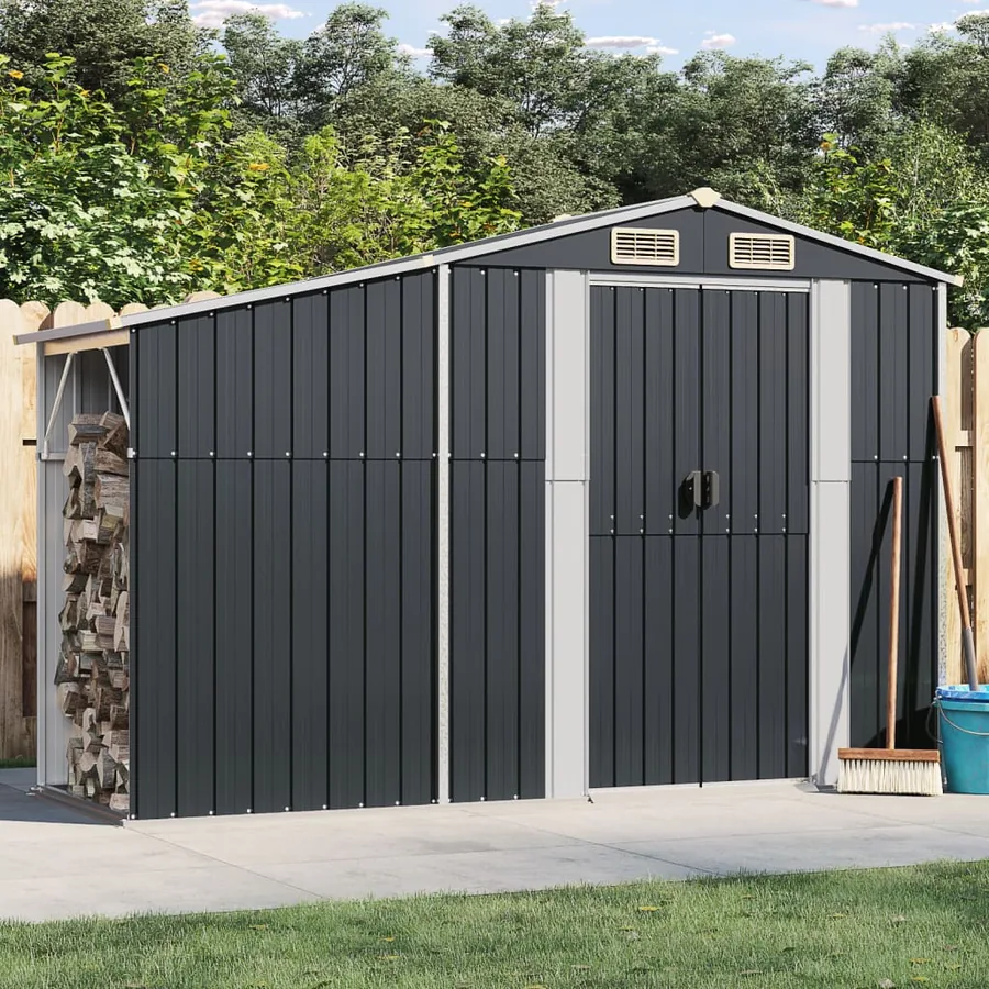 Abri de jardin anthracite 277x93x179 cm acier galvanisé