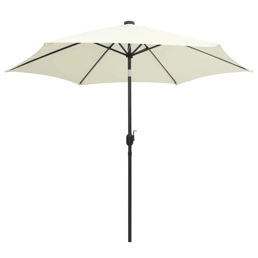 Parasol de jardin et lumières LED mât en aluminium blanc sable - 2