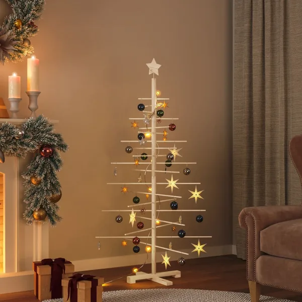 Arbre de Noël en bois pour décoration 150 cm bois massif de pin