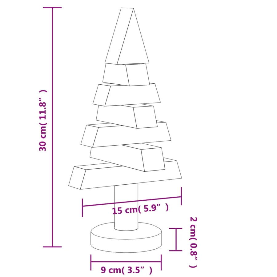Arbres de Noël en bois pour décoration 2 pcs 30 cm pin massif - 9