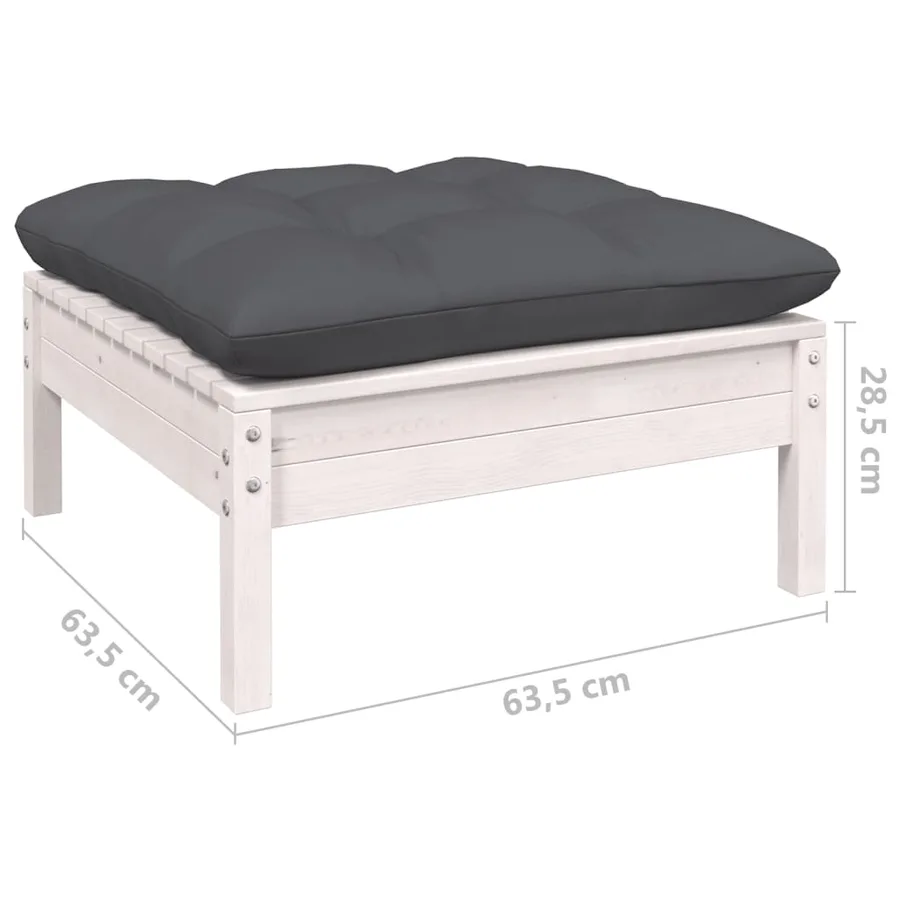 Salon de jardin 10 pcs avec coussins blanc bois de pin - 8