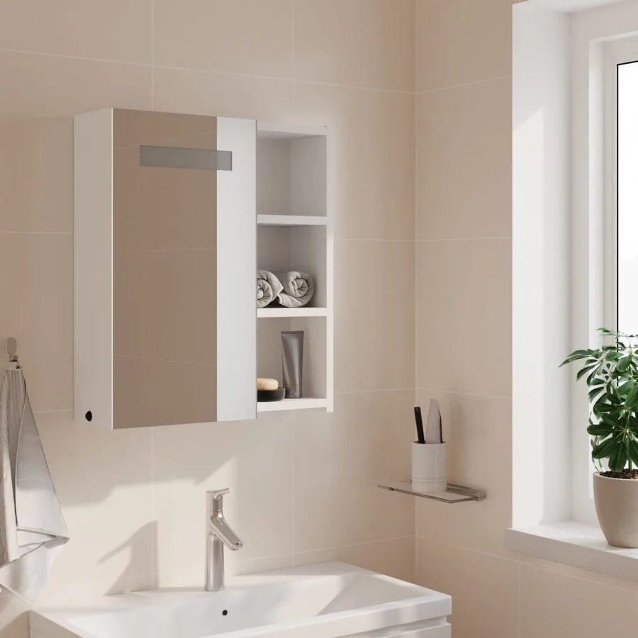 Armoire de salle de bain à miroir avec LED blanc 45x13x52 cm - 3