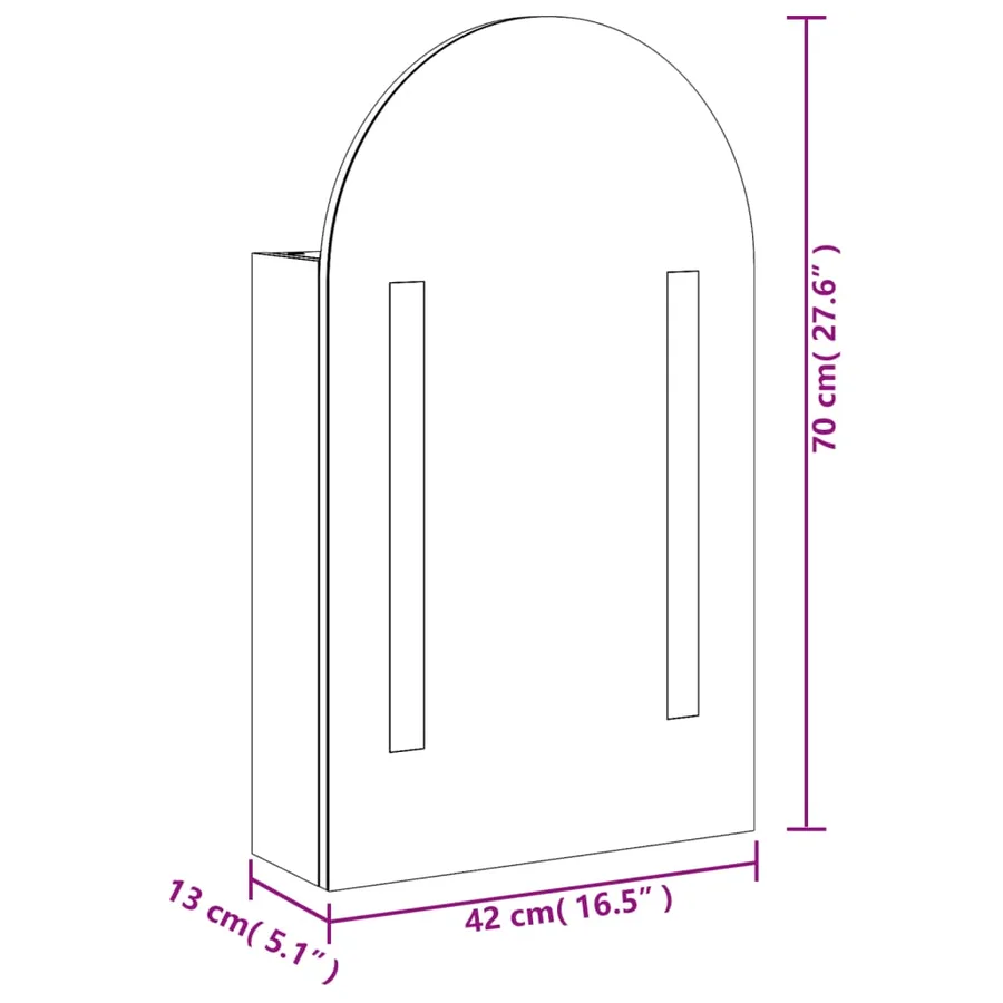 Armoire de bain à miroir avec LED arquée blanc 42x13x70 cm - 13