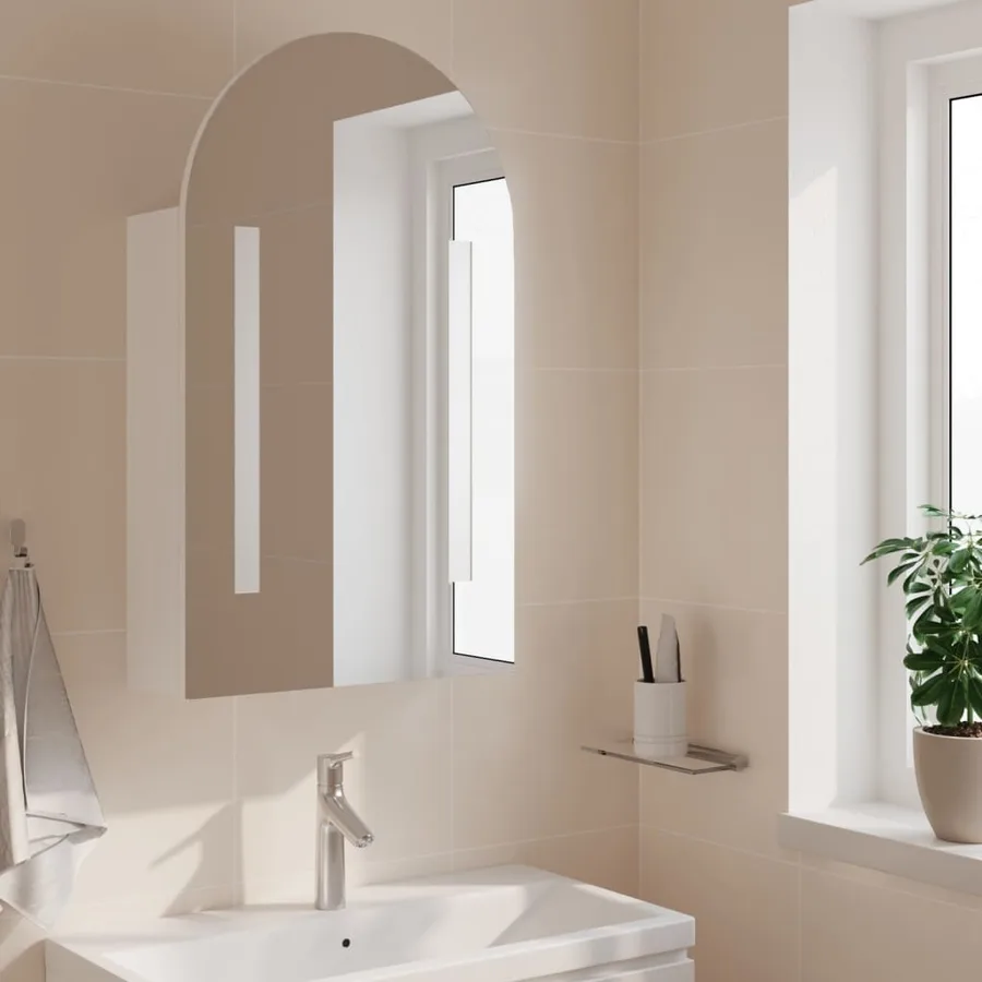Armoire de bain à miroir avec LED arquée blanc 42x13x70 cm - 3