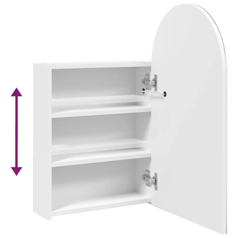 Armoire de bain à miroir avec LED arquée blanc 42x13x70 cm - 9