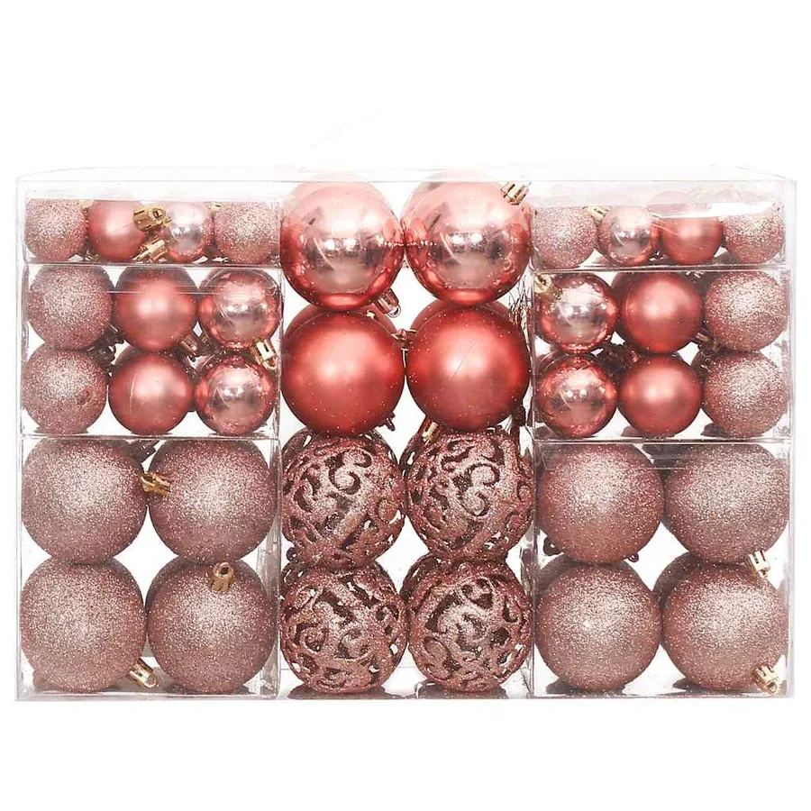 Boules de Noël 100 pcs rose et rosé 3 / 4 / 6 cm