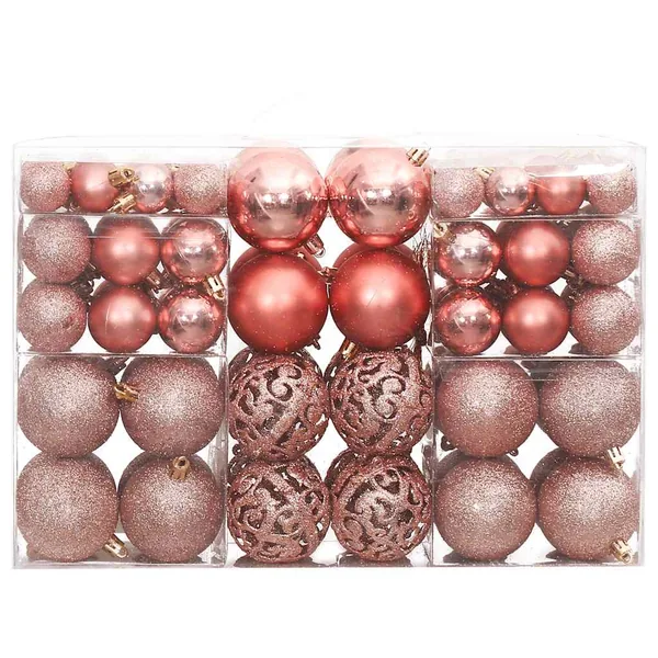 Boules de Noël 100 pcs rose et rosé 3 / 4 / 6 cm