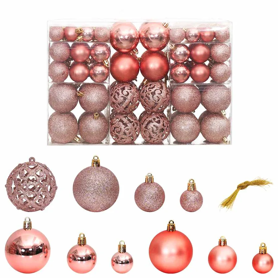 Boules de Noël 100 pcs rose et rosé 3 / 4 / 6 cm - 2