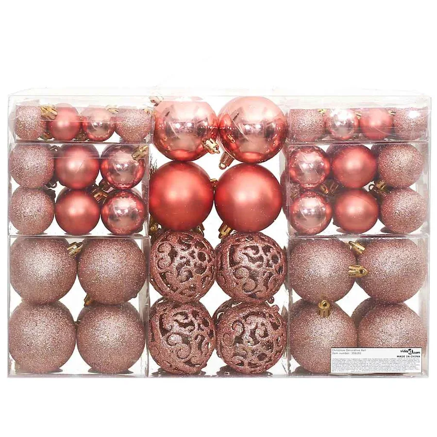 Boules de Noël 100 pcs rose et rosé 3 / 4 / 6 cm - 3
