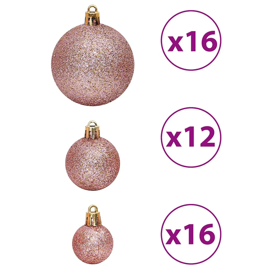 Boules de Noël 100 pcs rose et rosé 3 / 4 / 6 cm - 5