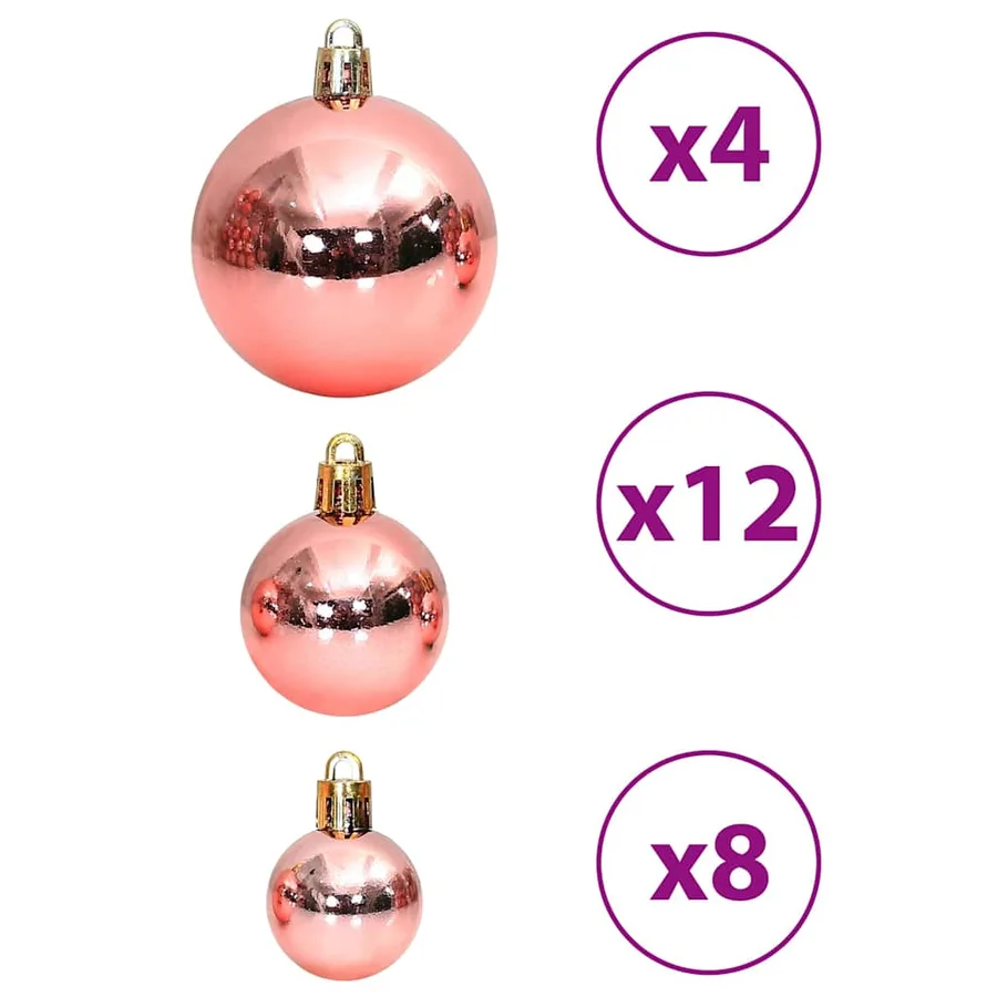 Boules de Noël 100 pcs rose et rosé 3 / 4 / 6 cm - 6