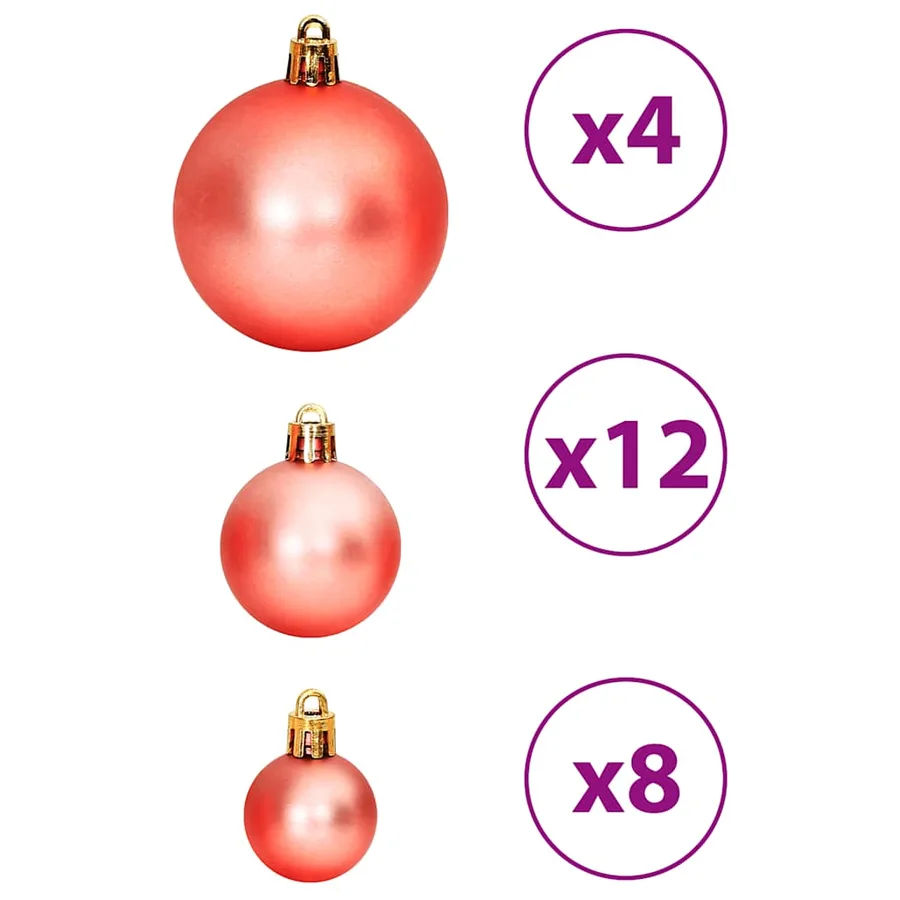 Boules de Noël 100 pcs rose et rosé 3 / 4 / 6 cm - 7