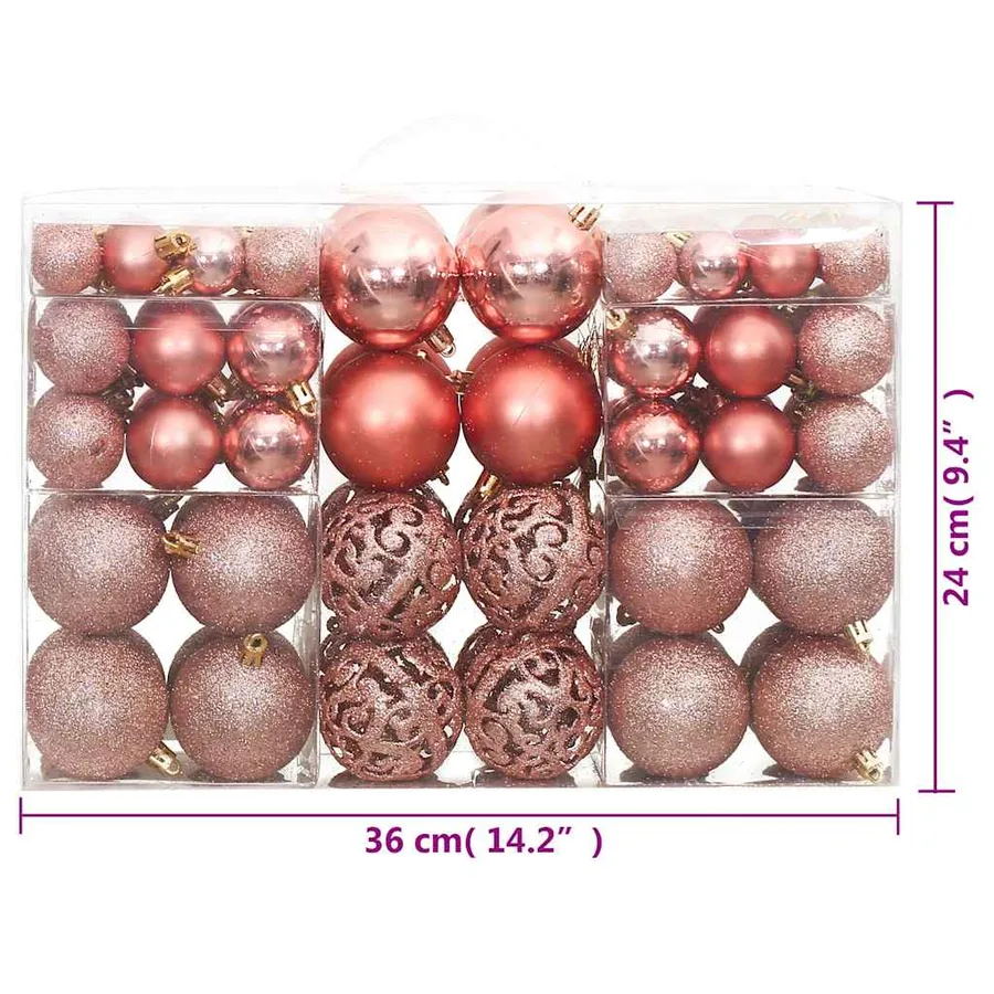 Boules de Noël 100 pcs rose et rosé 3 / 4 / 6 cm - 9