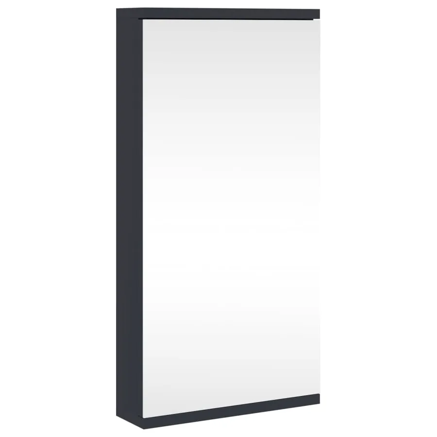 Armoire de bain à miroir d'angle gris 30x24x60 cm - 2