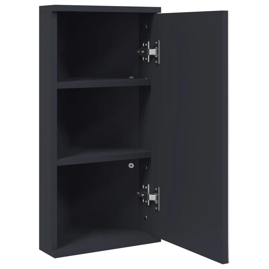 Armoire de bain à miroir d'angle gris 30x24x60 cm - 4