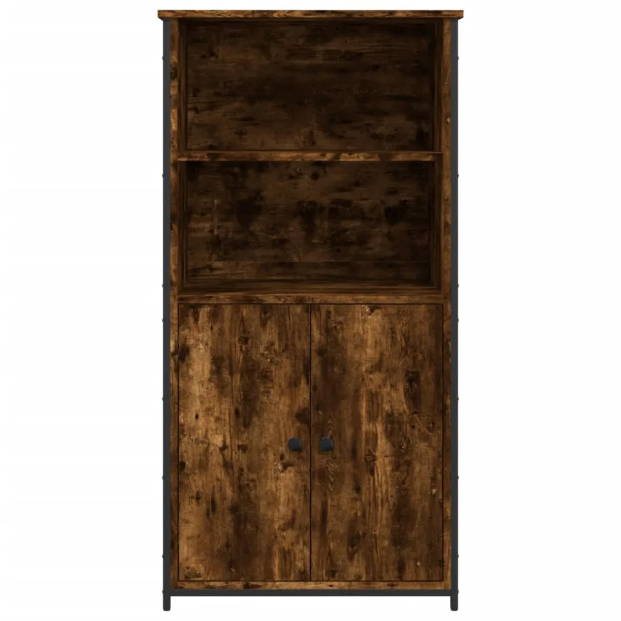 Buffet haut chêne fumé 62x36x121,5 cm bois d'ingénierie - 5
