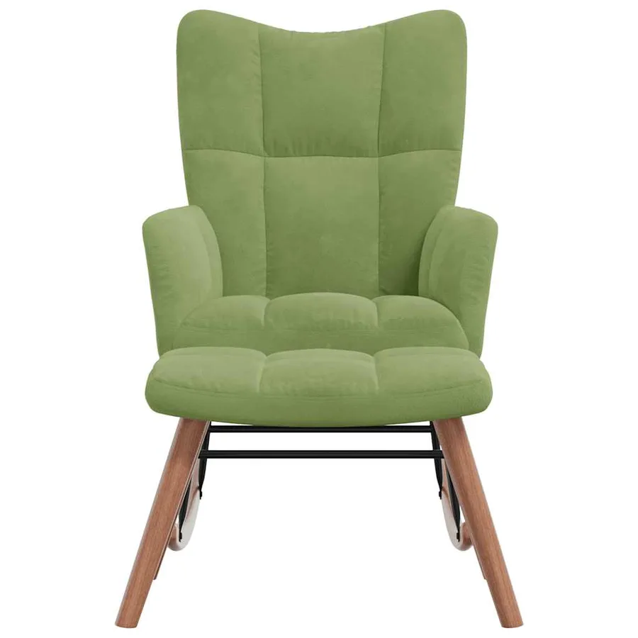 Chaise à bascule avec repose-pied Vert clair Velours - 4