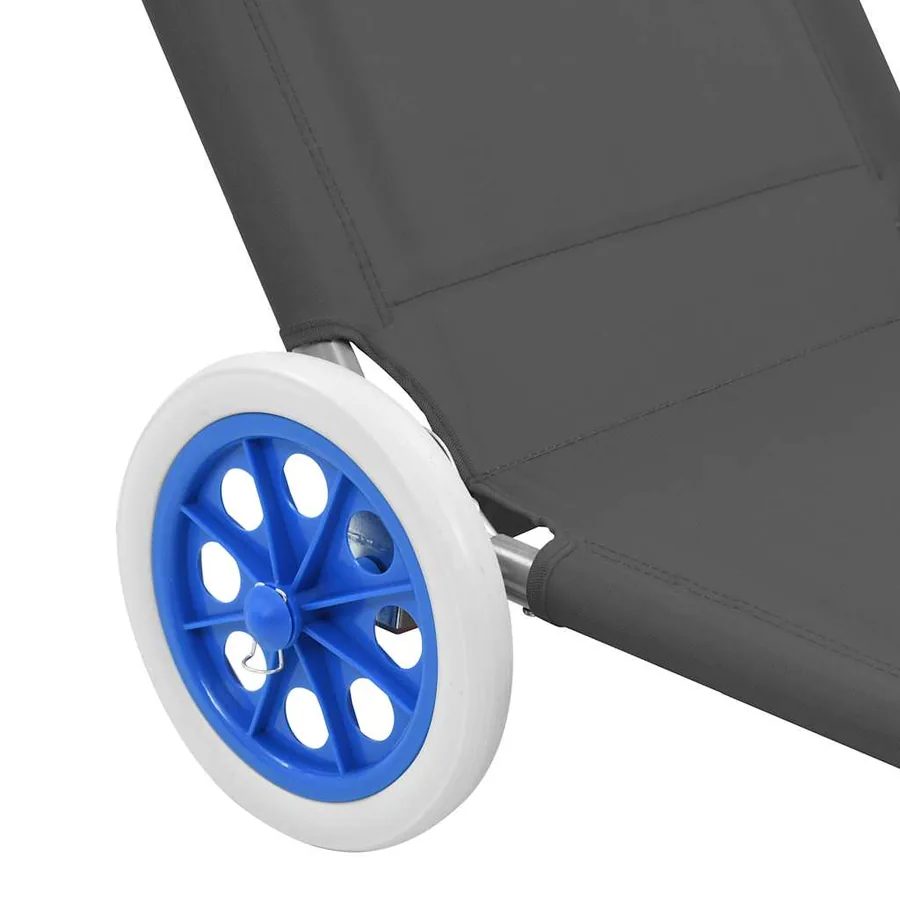 Chaise longue pliable avec auvent et roues Acier Bleu - 18