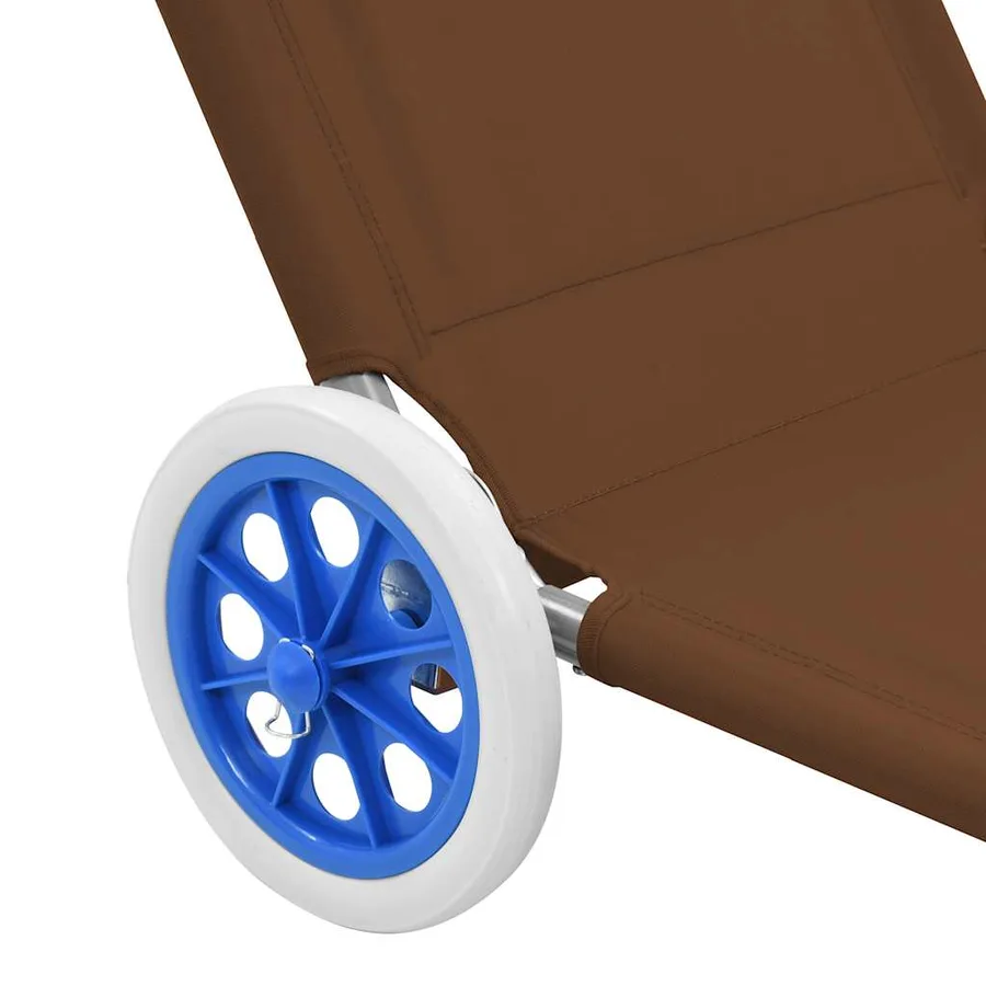 Chaise longue pliable avec auvent et roues Acier Bleu - 38