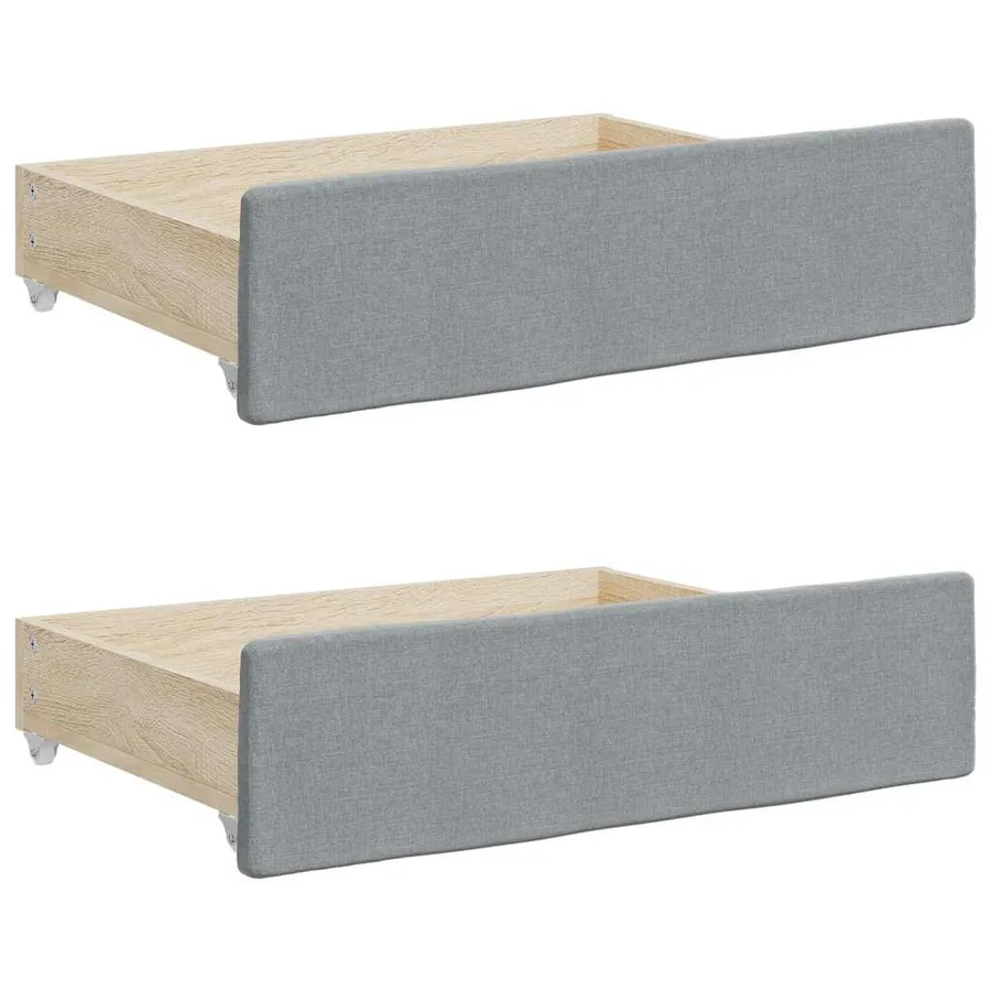 Tiroirs de lit 2 pcs gris clair bois d'ingénierie et tissu - 2