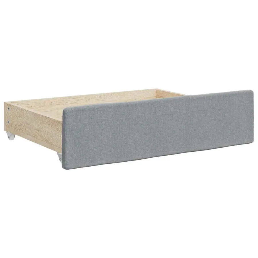 Tiroirs de lit 2 pcs gris clair bois d'ingénierie et tissu - 3
