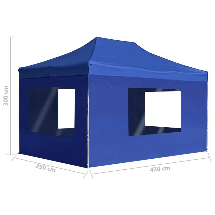 Tente de réception pliable avec parois Aluminium 4,5x3 m Bleu - 11