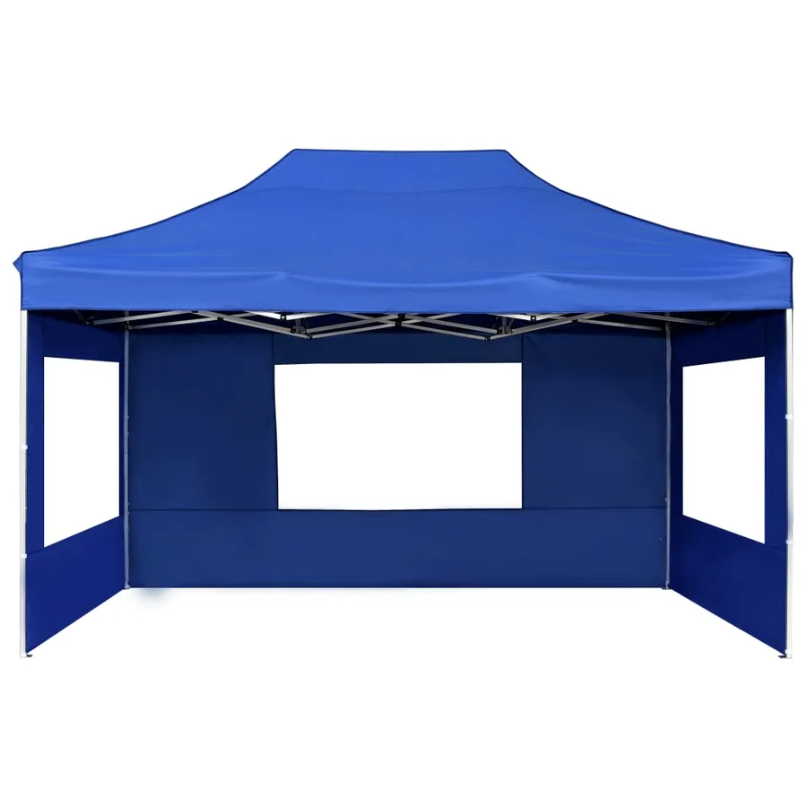Tente de réception pliable avec parois Aluminium 4,5x3 m Bleu - 4