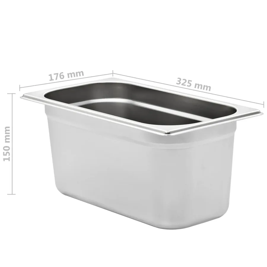 Récipients Gastronorm 4 pcs GN 1/3 150 mm Acier inoxydable - 8
