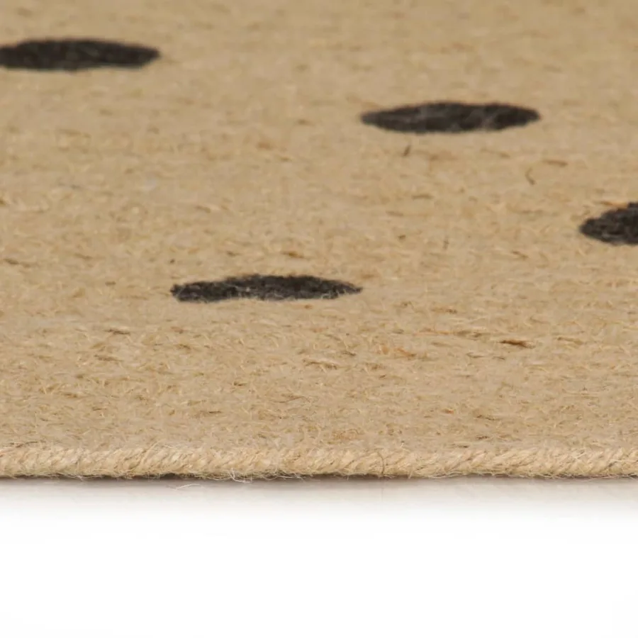 Tapis fait à la main Jute avec imprimé à pois 150 cm - 3