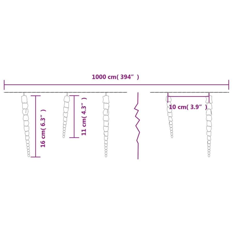 Guirlande lumineuse de Noël 100 LED Blanc chaud 10 m Acrylique PVC - 7