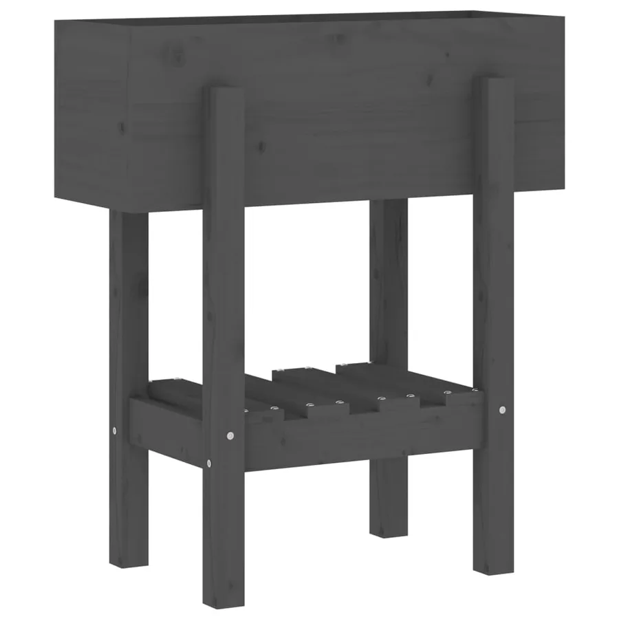 Jardinière gris 62x30x69 cm bois massif de pin - 2