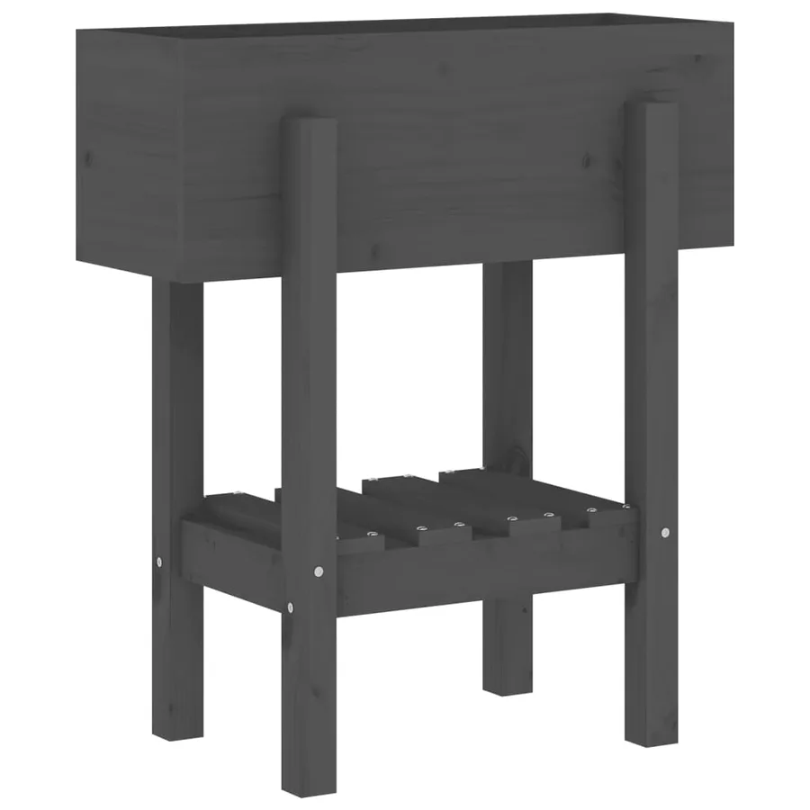 Jardinière gris 62x30x69 cm bois massif de pin - 4