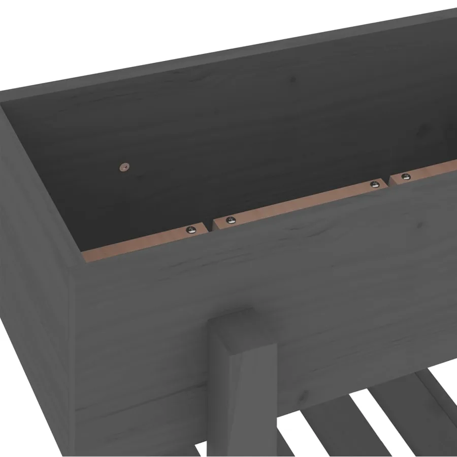 Jardinière gris 62x30x69 cm bois massif de pin - 7