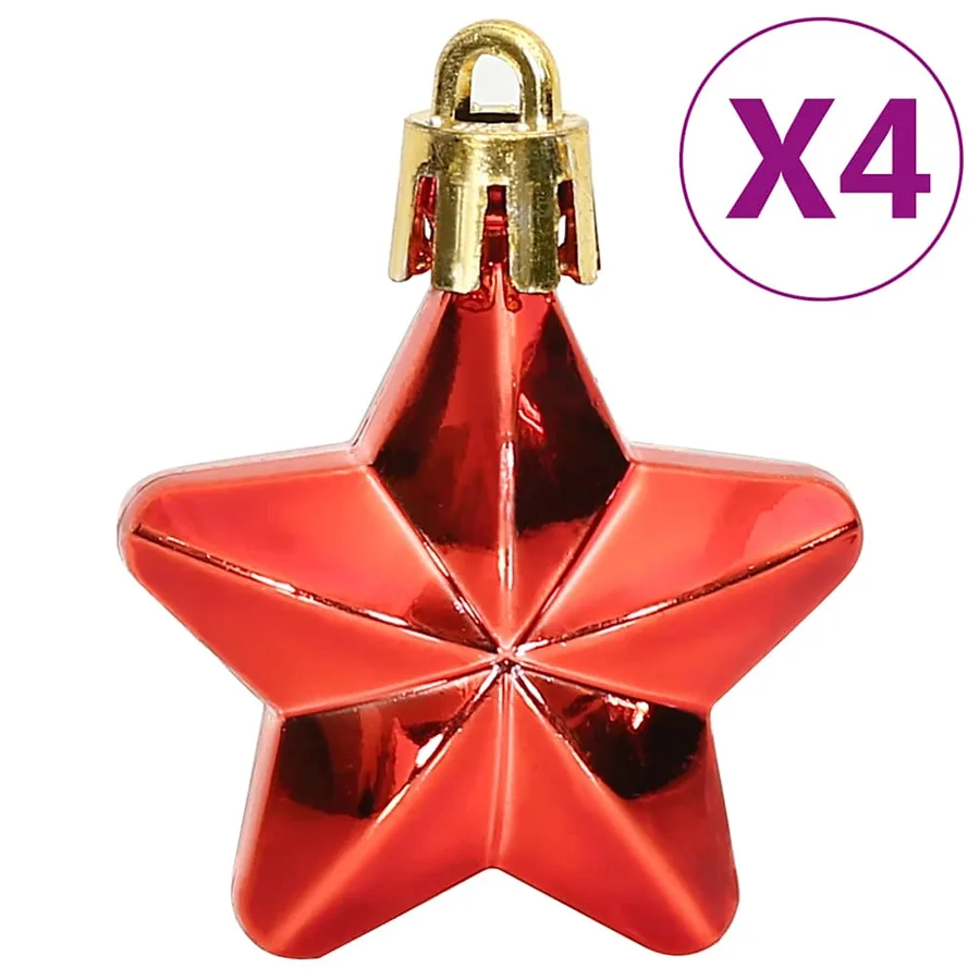 Ensemble de boules de Noël 112 pcs rouge vert doré polystyrène - 10