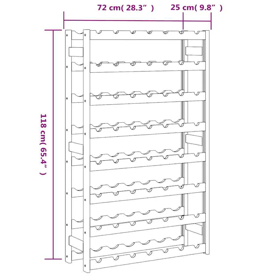 Casier à bouteilles pour 56 bouteilles noir bois pin solide - 7