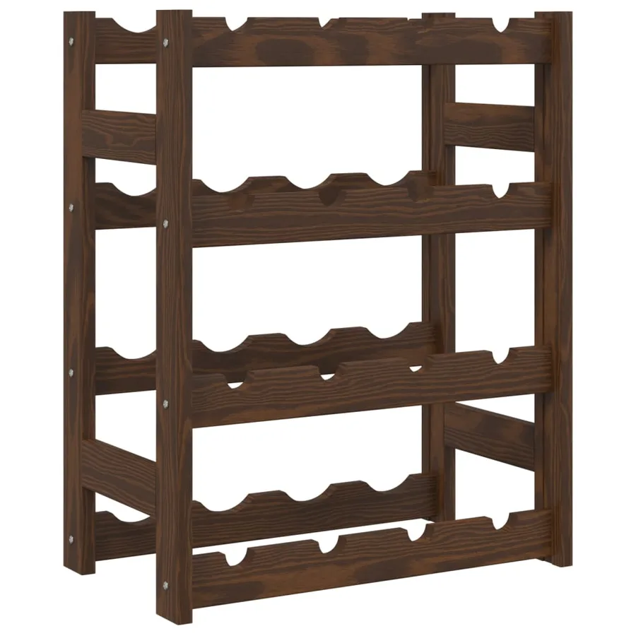 Casier à bouteilles pour 16 bouteilles marron bois pin solide - 2