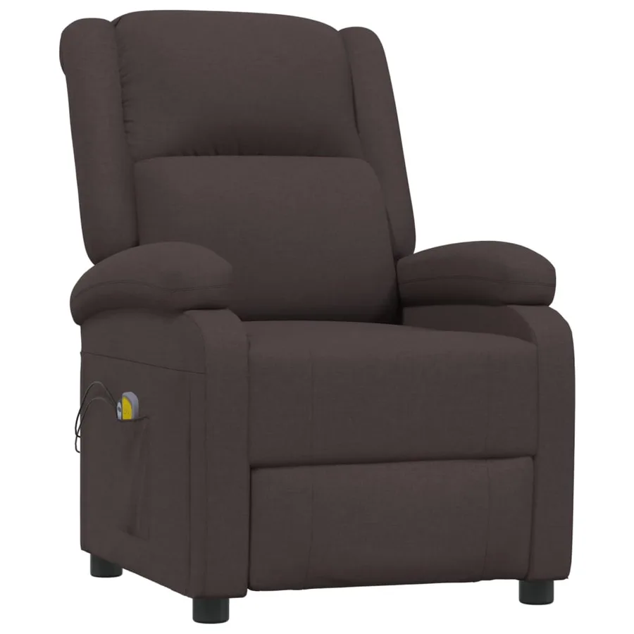 Fauteuil électrique de massage Marron foncé Tissu - 3