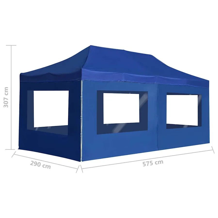 Tente de réception pliable avec parois Aluminium 6 x 3 m Bleu - 11