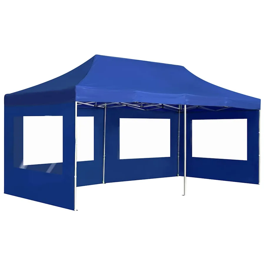 Tente de réception pliable avec parois Aluminium 6 x 3 m Bleu - 2
