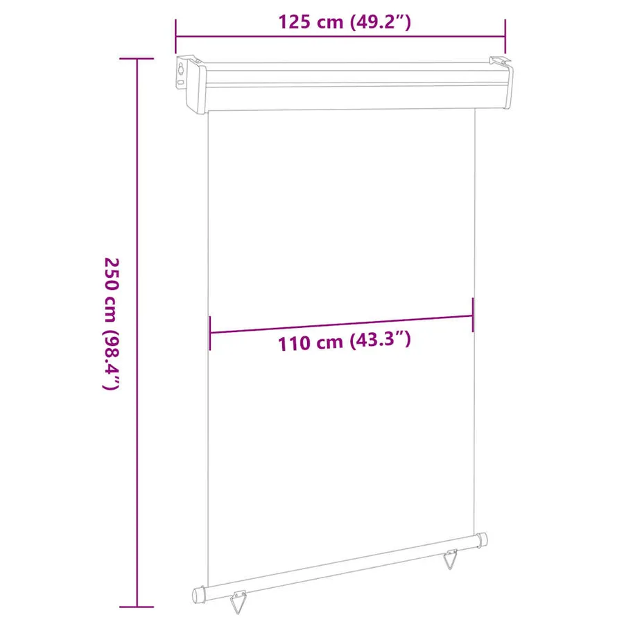 Auvent latéral de balcon 125x250 cm Crème - 10