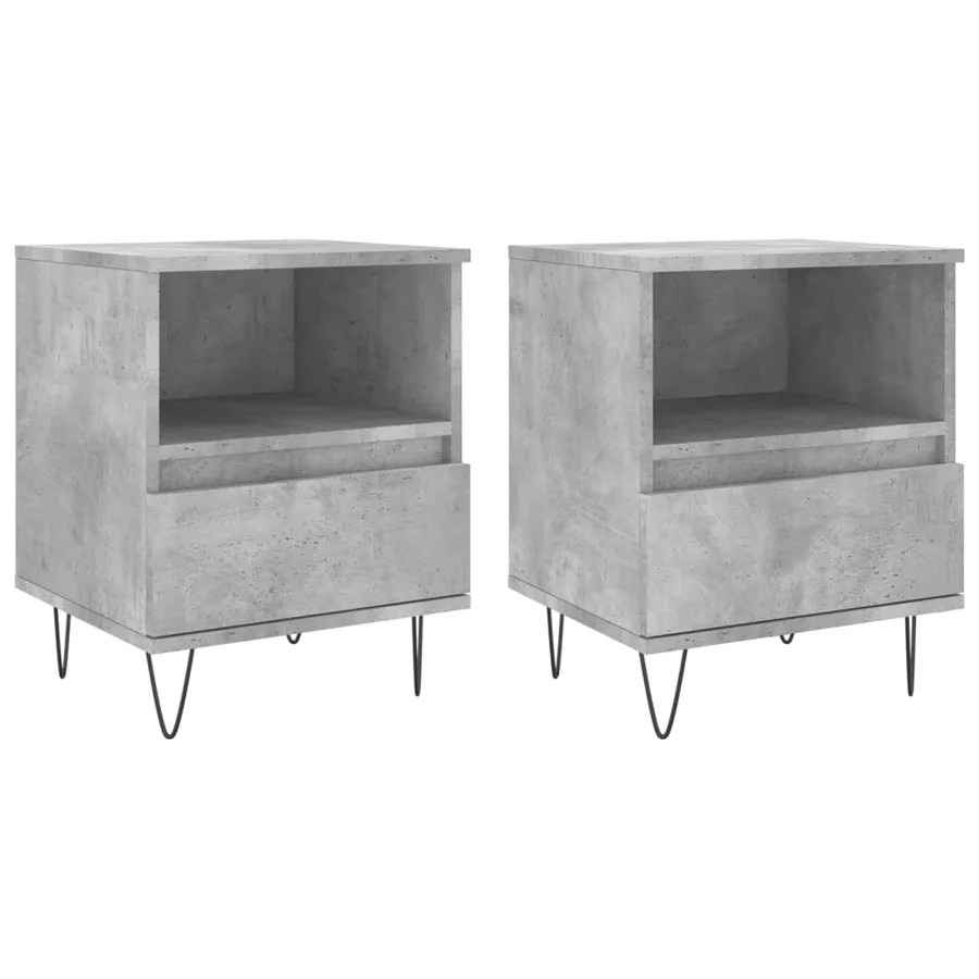 Tables de chevet 2 pcs gris béton 40x35x50 cm bois d’ingénierie - 2