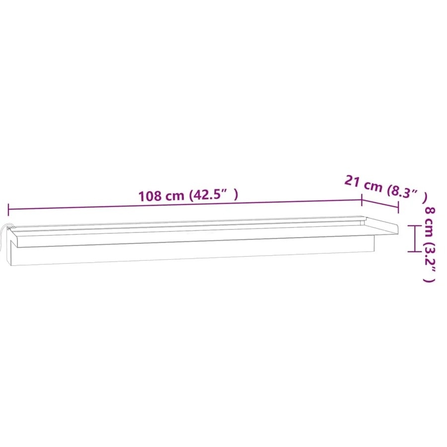 Déversoir pour cascade avec LED RVB Inox 108 cm - 12