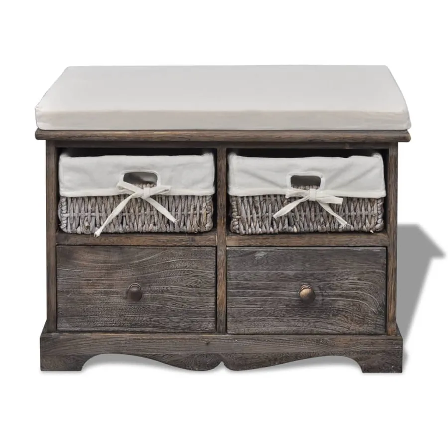 Banc de rangement Marron 62x33x42 cm Bois de paulownia - 2