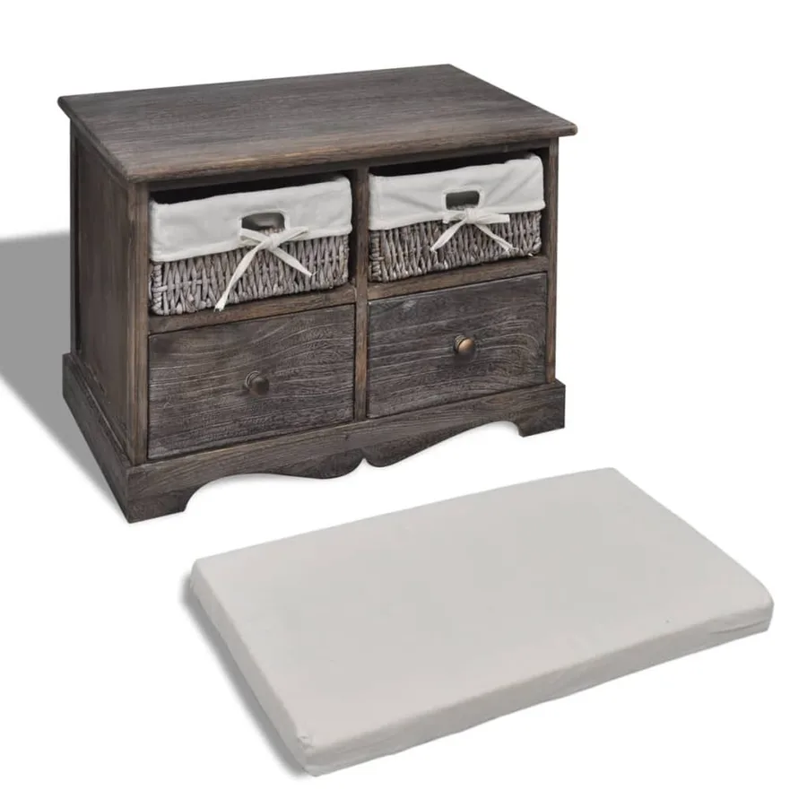 Banc de rangement Marron 62x33x42 cm Bois de paulownia - 3
