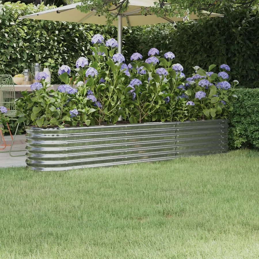 Lit surélevé de jardin Acier galvanisé Argenté