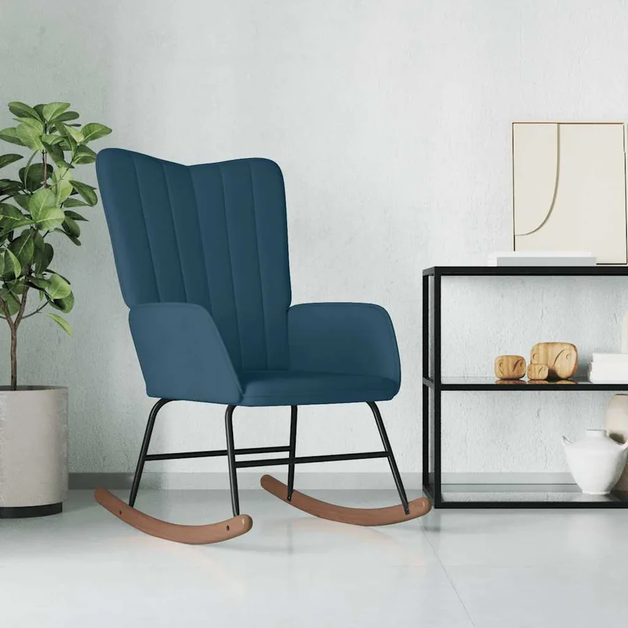 Chaise à bascule Bleu Velours