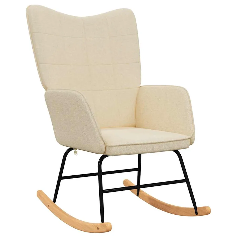 Chaise à bascule Crème Tissu - 2
