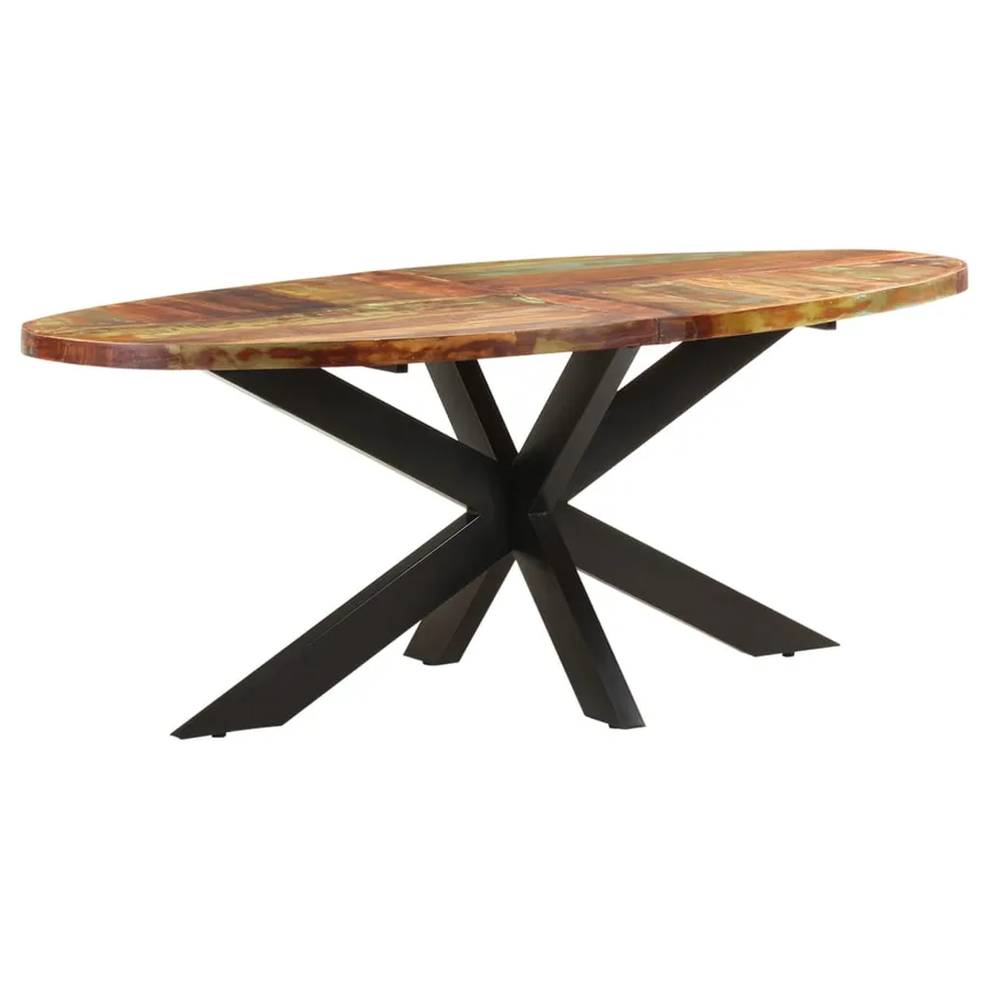 Table à dîner ovale 200x100x75 cm Bois de récupération solide - 8