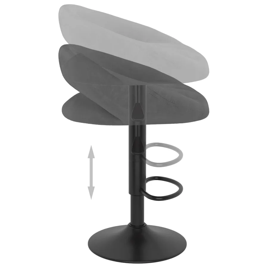 Tabourets de bar lot de 2 gris foncé velours - 7